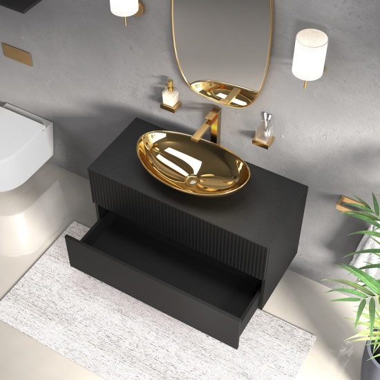 jasmine 1000 black wall vanity unit with gold sink jasmine 1000 black wall vanity unit with gold sink