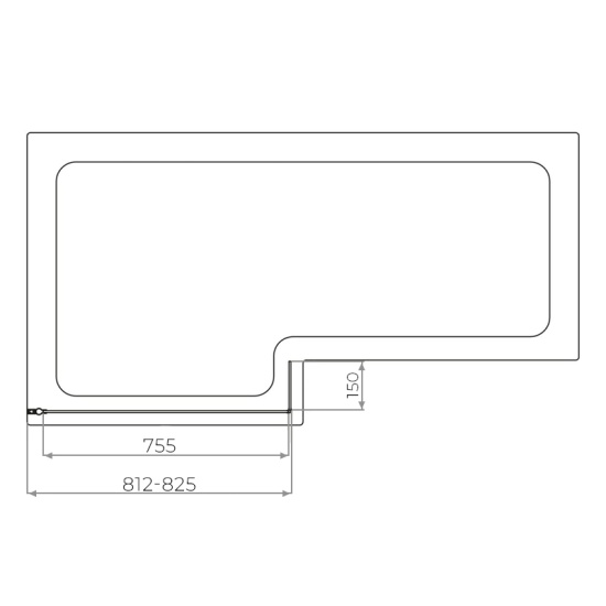 800 x 1400mm l-shape bath screen