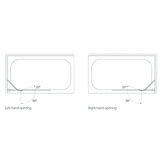 coastline hinged right hand bath screen 1500 x 900mm