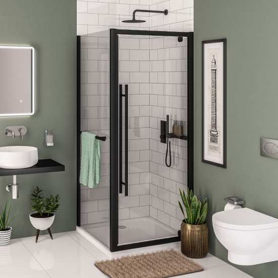 Vantage 2000 Black Pivot Door 900mm