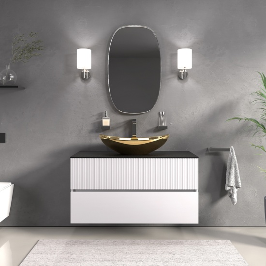 jasmine 1000 white wall vanity unit with gold sink jasmine 1000 white wall vanity unit with gold sink