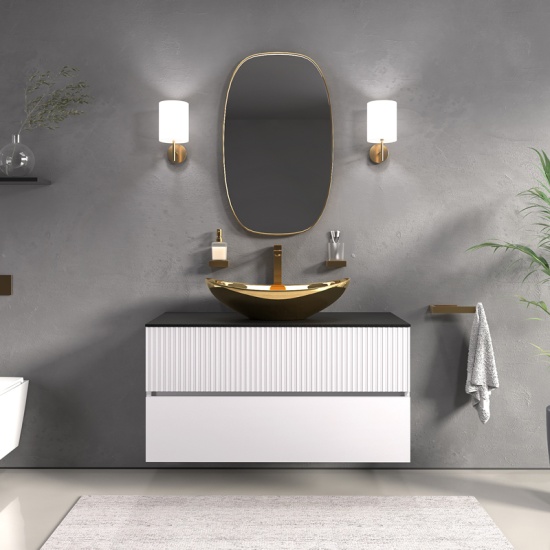 jasmine 1000 white wall vanity unit with gold sink jasmine 1000 white wall vanity unit with gold sink