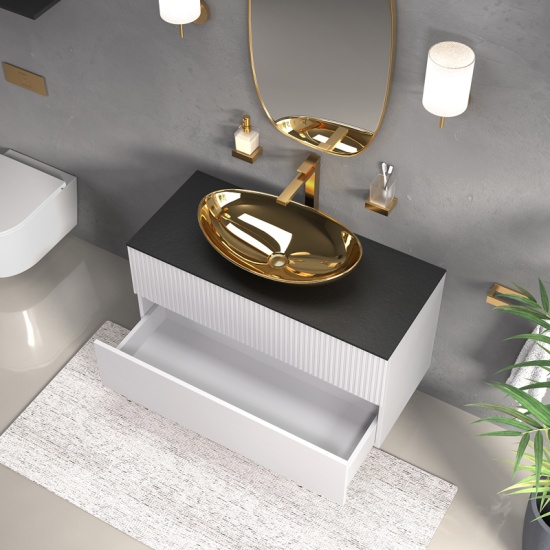 jasmine 1000 white wall vanity unit with gold sink jasmine 1000 white wall vanity unit with gold sink