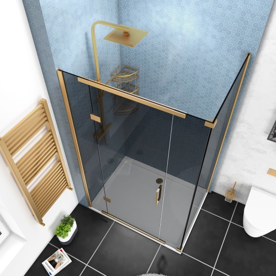 havana gold 1200 inline hinged corner shower enclosure smoked glass