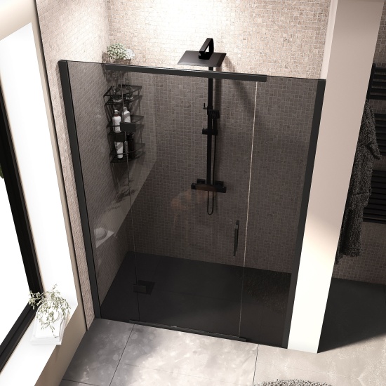 havana black 1400 inline hinged recess shower door smoked glass havana black 1400 inline hinged recess shower door smoked glass