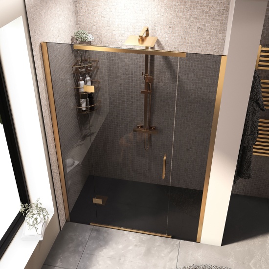 havana gold 1400 inline hinged recess shower door smoked glass havana gold 1400 inline hinged recess shower door smoked glass