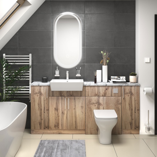 oliver Oak 1800 vanity and wc toilet pack chrome handles