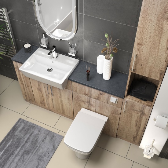 oliver 1700 Oak vanity toilet tallboy package chrome handles