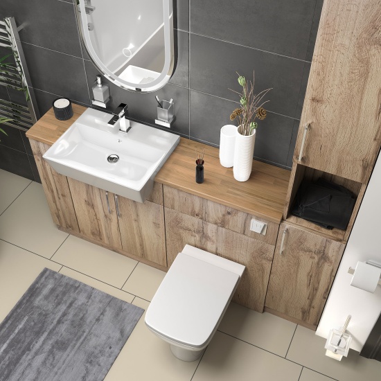 oliver 1700 Oak vanity toilet tallboy package chrome handles