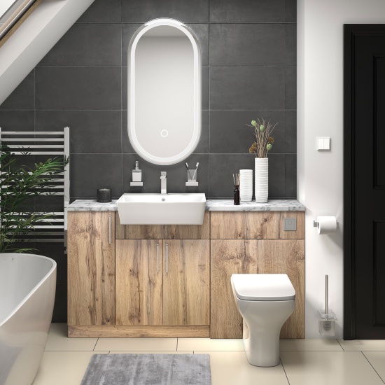 oliver Oak 1500 sink unit with wc toilet complete suite chrome handles