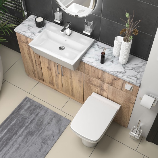 oliver oak 1500 sink unit with wc toilet complete suite chrome handles