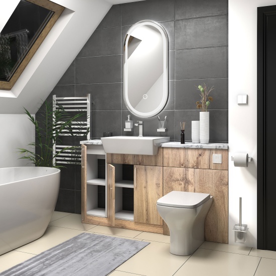 oliver Oak 1500 sink unit with wc toilet complete suite chrome handles