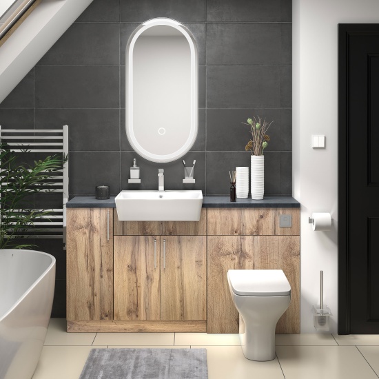 oliver Oak 1500 sink unit with wc toilet complete suite chrome handles
