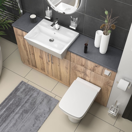 oliver Oak 1500 sink unit with wc toilet complete suite chrome handles