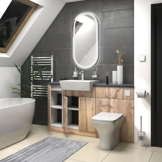 oliver Oak 1500 sink unit with wc toilet complete suite chrome handles