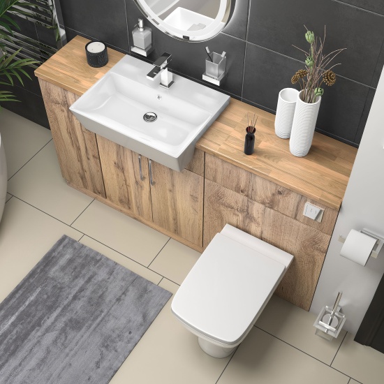 oliver Oak 1500 sink unit with wc toilet complete suite chrome handles