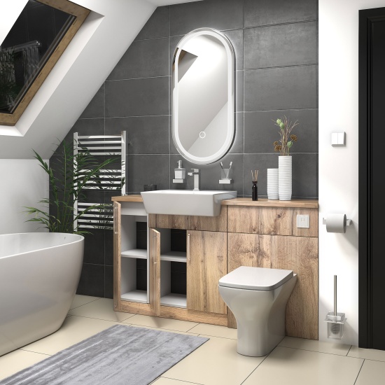 oliver Oak 1500 sink unit with wc toilet complete suite chrome handles