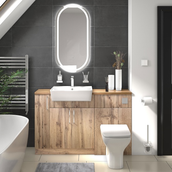oliver oak 1300 basin unit with toilet suite chrome handles