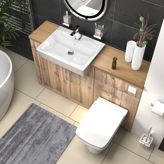 oliver oak 1300 basin unit with toilet suite chrome handles