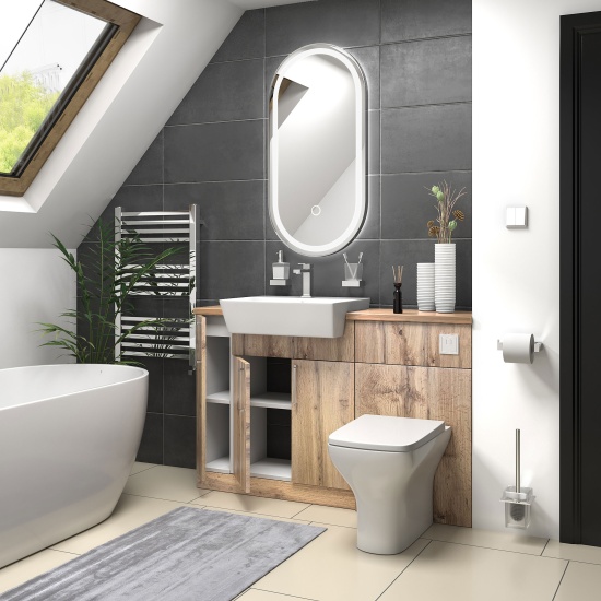oliver oak 1300 basin unit with toilet suite chrome handles