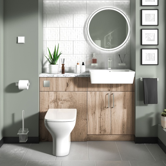 oliver 1200 Oak vanity and toilet package