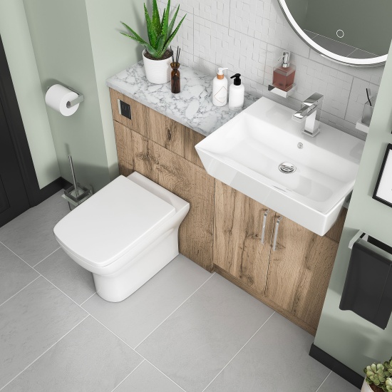 oliver 1200 oak vanity and toilet package chrome handles