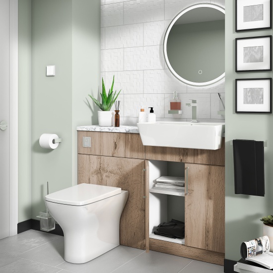 oliver 1200 Oak vanity and toilet package