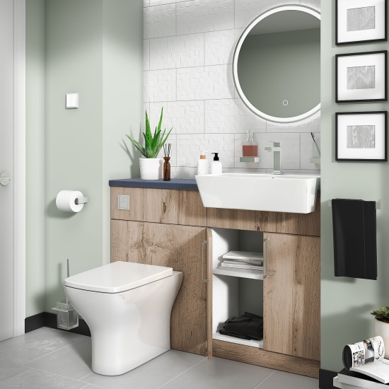 oliver 1200 Oak vanity and toilet package