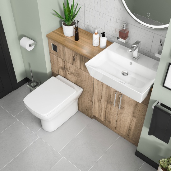 oliver oak 1100 fitted furniture unit with vanity toilet chrome handles