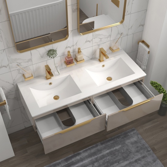 pemberton gold 1200mm wall hung double inset basin vanity unit