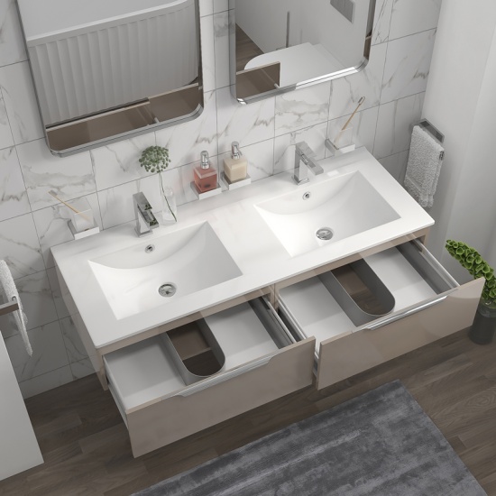 Pemberton 1200 Wall Twin Vanity Unit Gold Pemberton 1200 Wall Twin Vanity Unit Gold