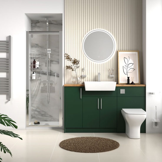 oliver green shower suite 1400 vanity with pivot door