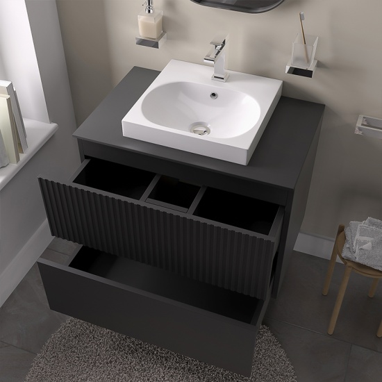 jasmine black wall vanity drawer unit with small basin