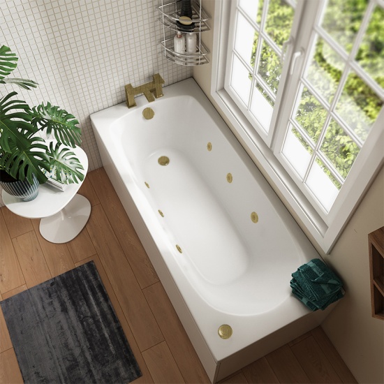 mercury 1600x700 standard brushed brass hydro jets whirlpool bath