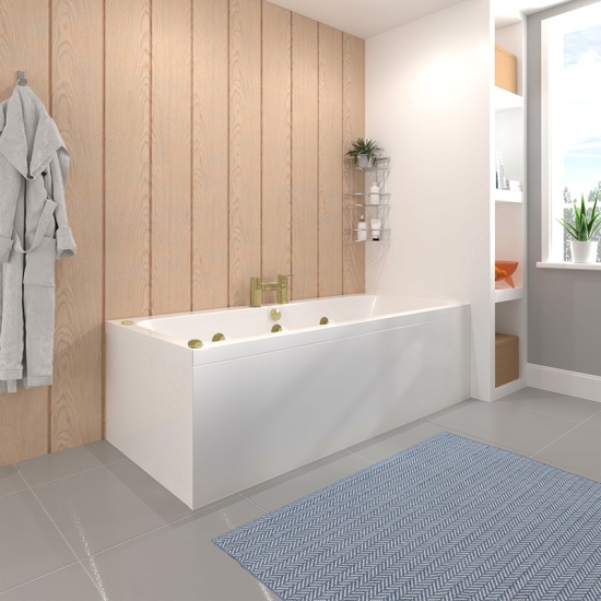 vernwy double ended 1700x750 brushed brass jet whirlpool acrylic spa bath