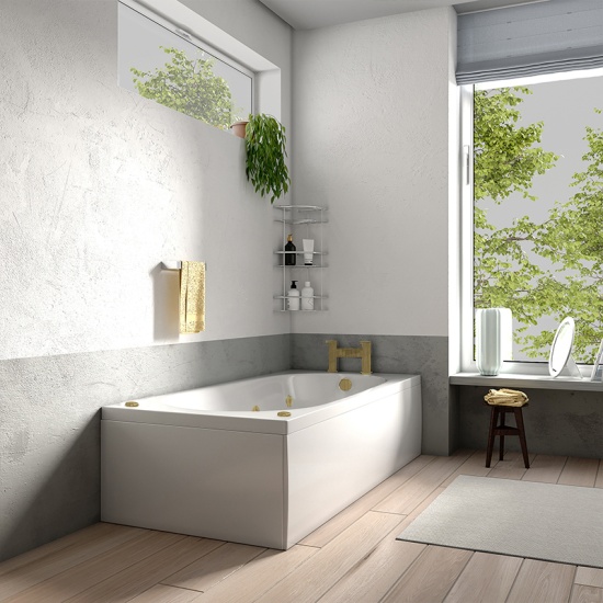 laguna straight acrylic spa bath 1500x700 brushed brass jets
