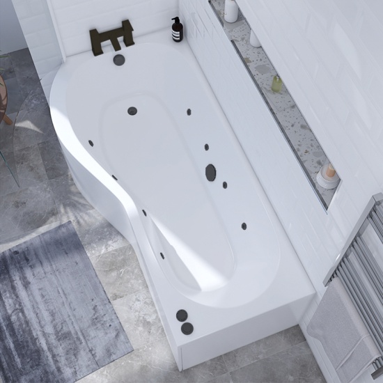 Laguna L Shaped Left Hand Black Whirlpool Jets