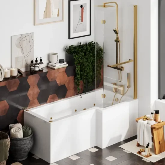 Laguna L Shaped Right Hand Gold Whirlpool Jets