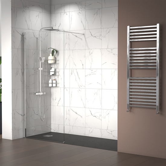 radiant 2000 walkin recess shower enclosure slate tray black white