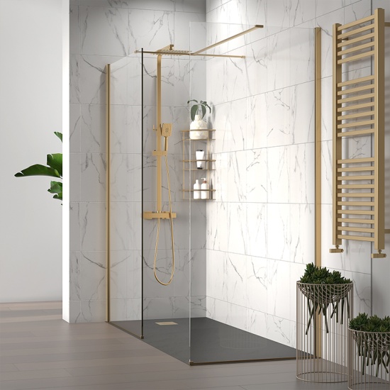 radiant gold 2000 walkin corner shower enclosure black tray