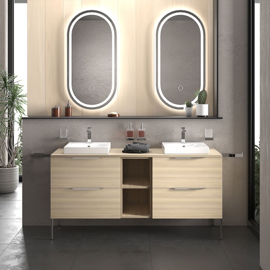 alani 1500 oak double vanity square basin
