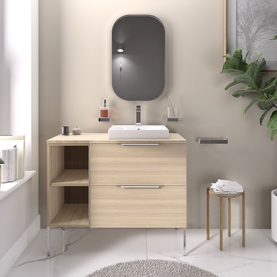alani 900 oak vanity square sink and shelves