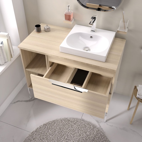 alani 900 oak vanity square sink and shelves alani 900 oak vanity square sink and shelves