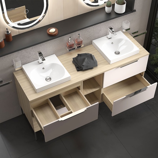alani 1500 sand pink double vanity square sink