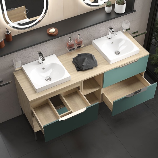 alani 1500 petrol blue double vanity square sink