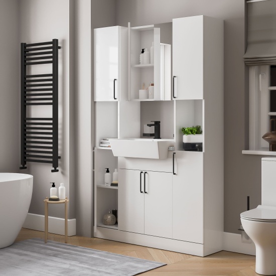 oliver white 1200mm vanity unit tallboy combo black oliver white 1200mm vanity unit tallboy combo black