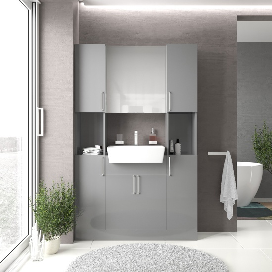 oliver dove grey 1200mm vanity unit tallboy combo chrome