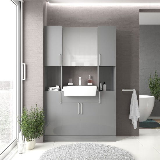 oliver dove grey 1200mm vanity unit double tallboy chrome