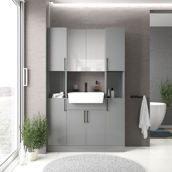 oliver dove grey 1200mm vanity unit tallboy combo black