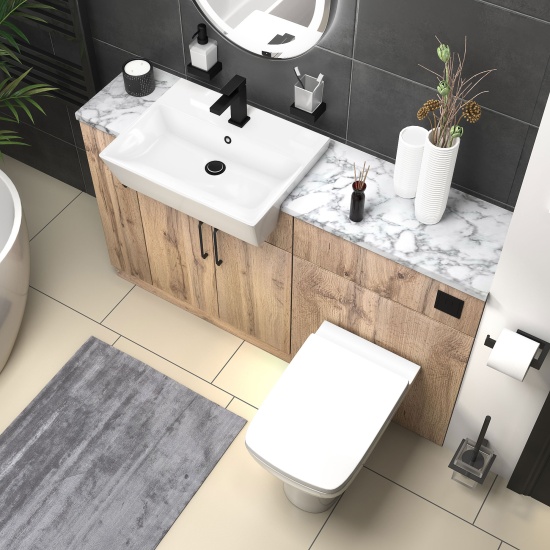 oliver 1400 oak vanity and toilet package black handles